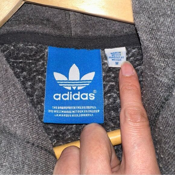 Bundle 2 Men’s Medium Adidas Logo Hoodie and Crewneck Pullover - grey color - Picture 3 of 9